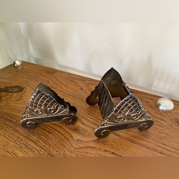 Vintage Sheffield Silver-Plated Ornate Napkin & Knife Holders Set - Picture 8 of 12